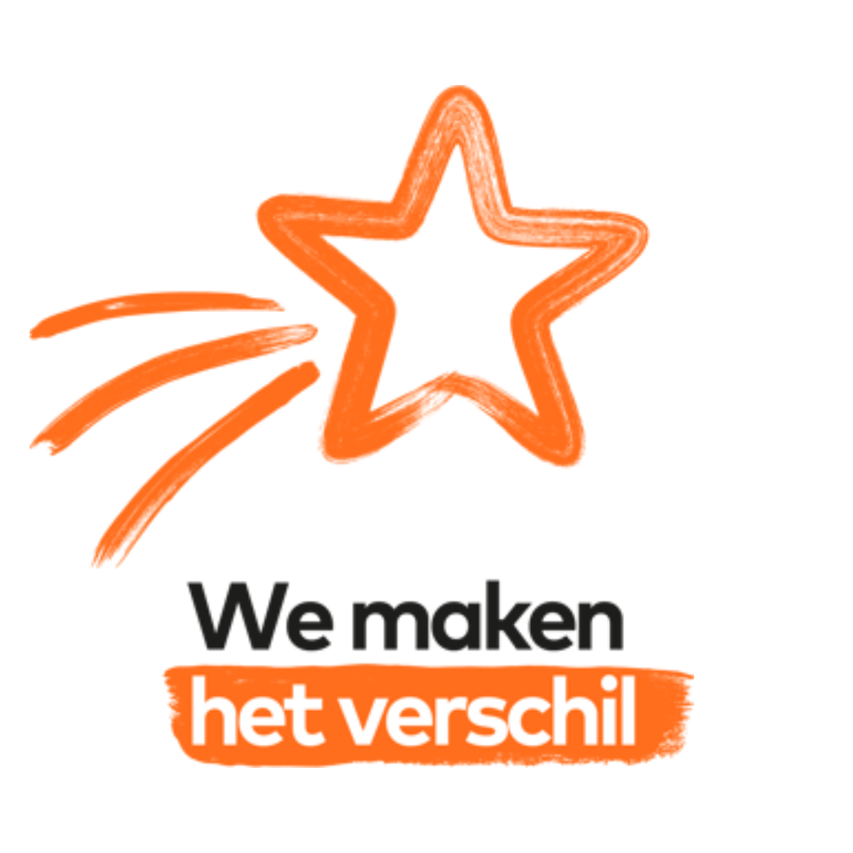 Oranje pictogram met een ster en de tekst: we maken het verschil
