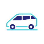 Een icoon van een minibus.