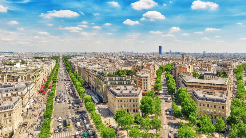 Een vogelvluchtweergave van Parijs. Een vogelvluchtweergave van Parijs.